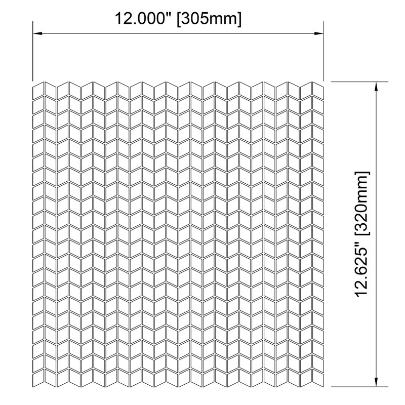 Carreau de mosaïque en verre à chevrons de 0,5 po x 0,75 po Sicily, Mousson