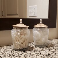 Winston Porter Crackle Glass Canister with Wooden Lid Storage Jar