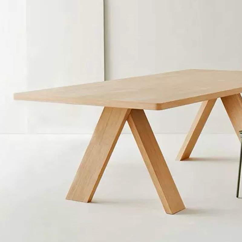 Menides Ash Solid Wood Dining Table, Burly Wood, 31.5" W x 78.74" L