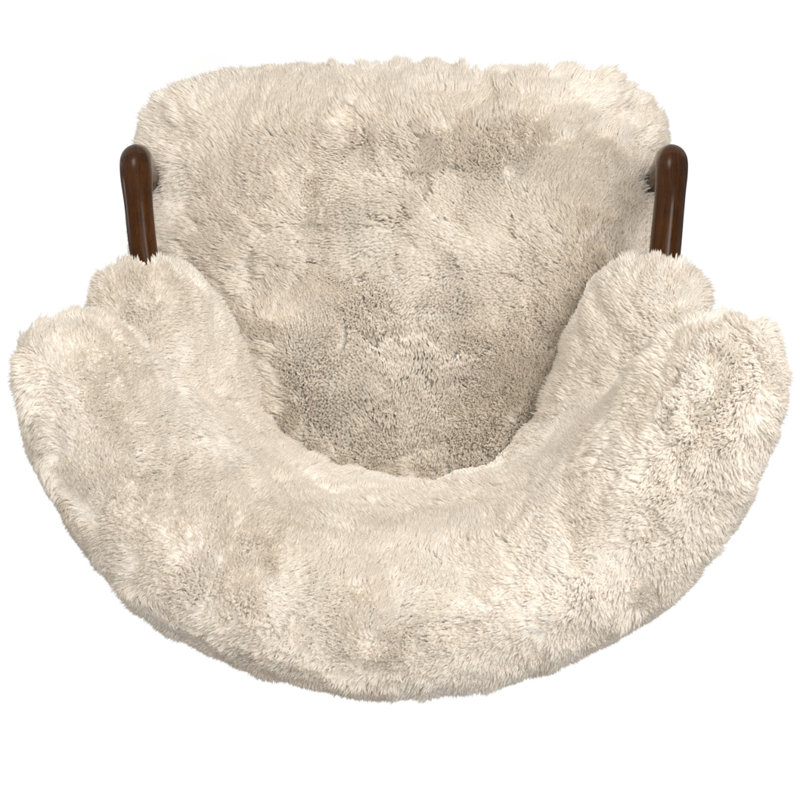 Cream Wingback Accent Chair, Cream Faux Fur