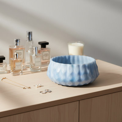 Élégant bol décoratif en verre sculpté - bol décoratif moderne parfait pour la table de centre ou un élégant décor décoratif - 12 po, bleu
