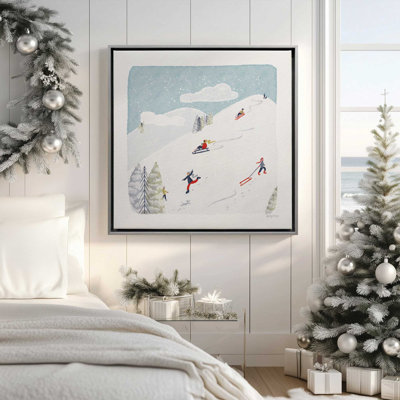 Winter Sledding Adventure Print on Canvas in a Polished Frame