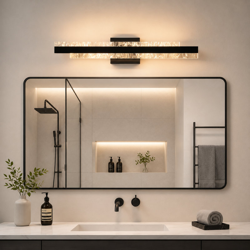 Barre de salle de bain à DEL à intensité variable 27 po Cassanova , Noir mat
