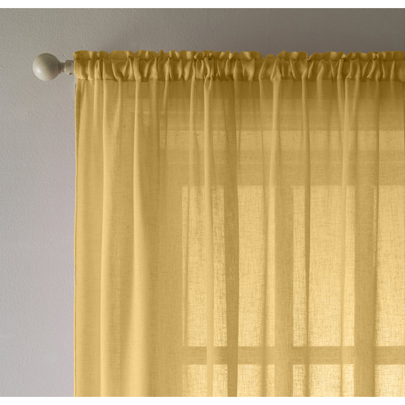 Cartell Slot Top Semi Sheer Curtain, 140 W x 122 D cm, Ochre