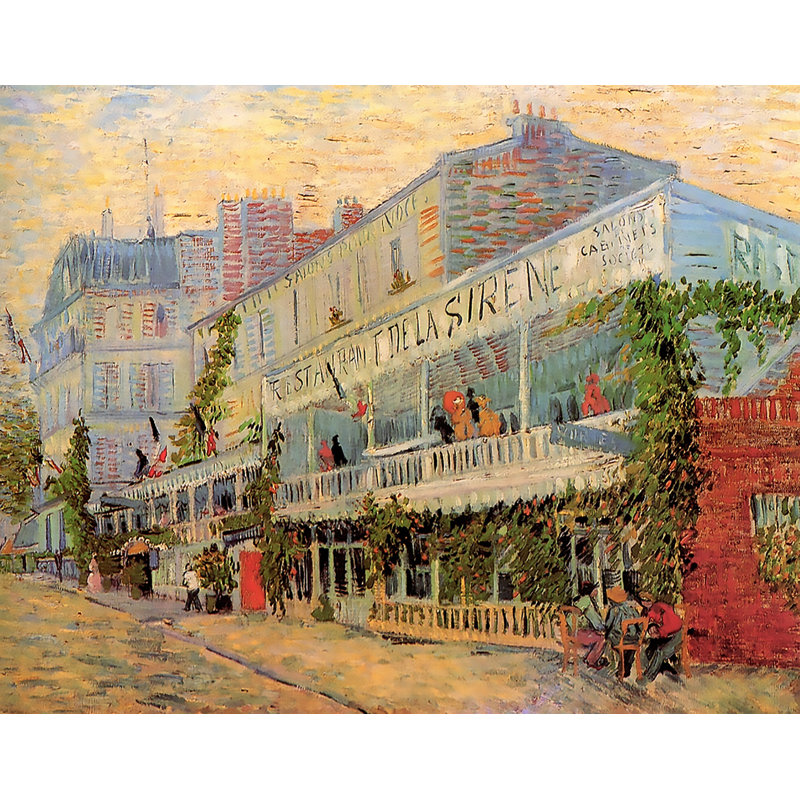 Décalcomanie murale amovible pour restaurant de la sirene van gogh, H 36 po x l 48 po
