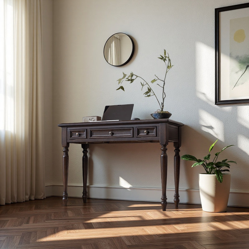 Bureau rétro en bois massif, H 30,7 po x l 43,3 po x P 17,71 po