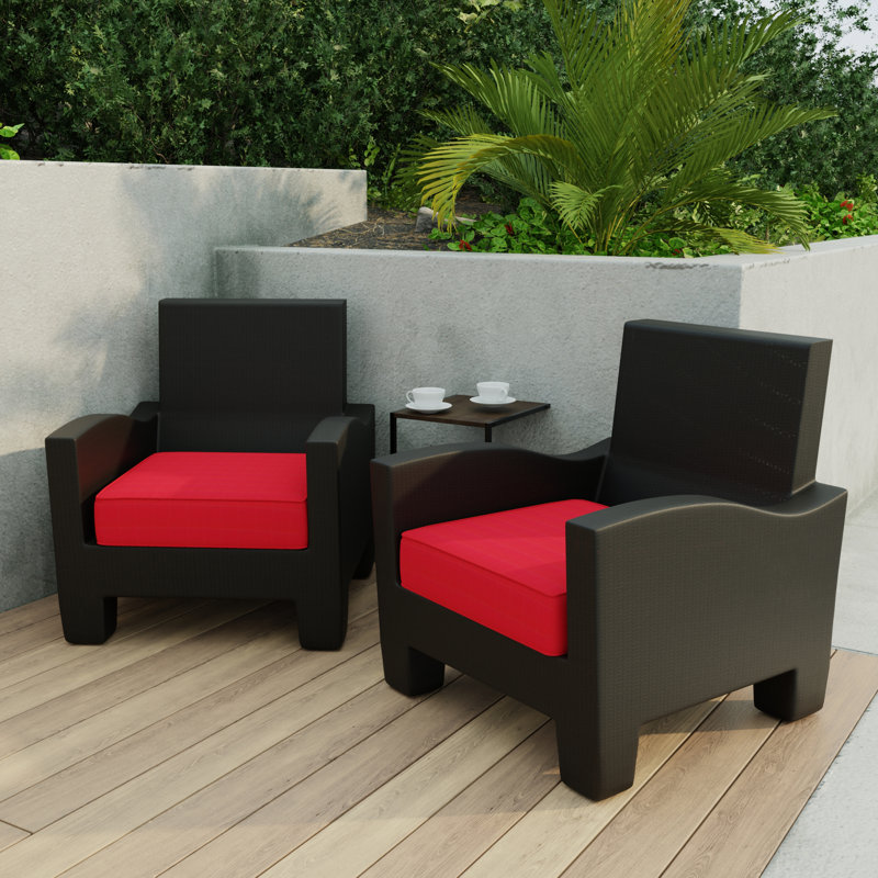 Sunbrella 23" x 22" Outdoor Deep Seat Cushion Set with Ties and Welt, Canvas Jockey Red