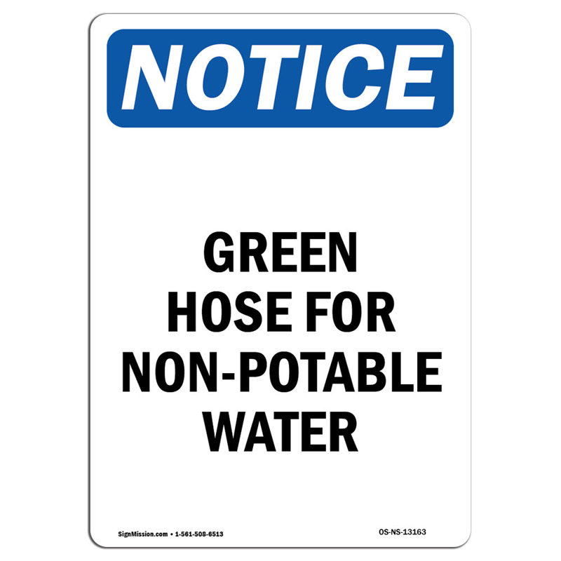Panneau vert pour tuyau d'eau non potable