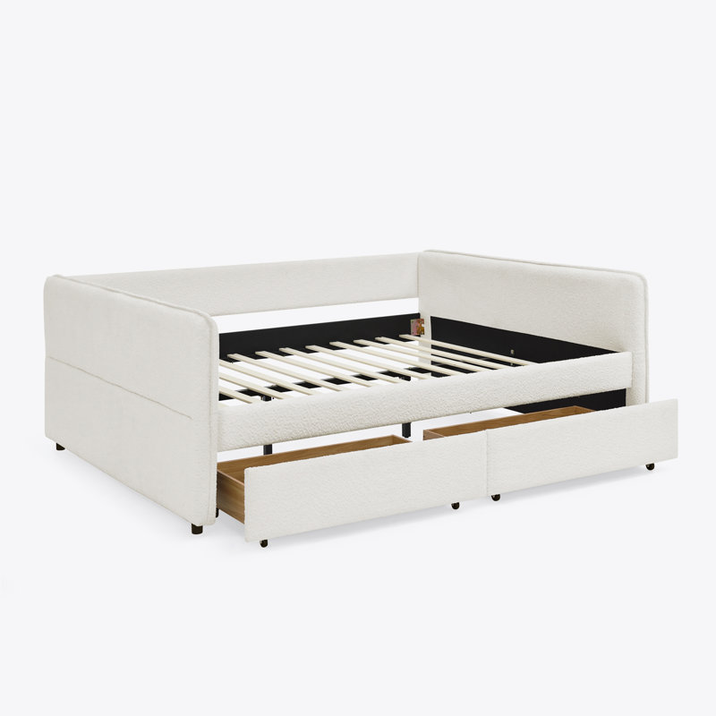 Lit de jour: canapé-lit capitonné, Beige, Grand