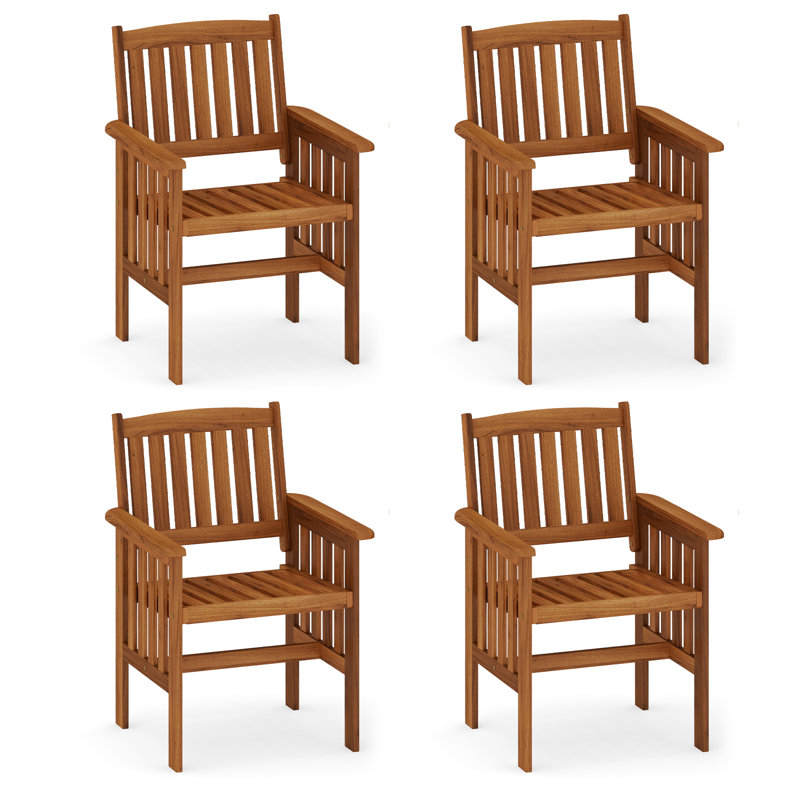 Ensemble de chaises de patio de 4 chaises avec dossier à lattes pour balcon, 4