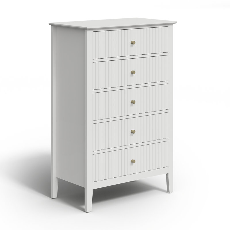 Amberrae 42.3" H White 5-Drawer Dresser with Storage