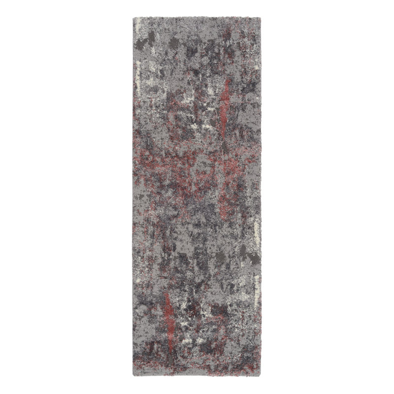 Glessite in Red/Grey Area Rug, Runner 80 x 200cm