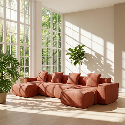 Canapé modulaire en velours passepoil à 4 places Urban l 138,58 po x P 59,84 po x H 31,1 po Urban Ins