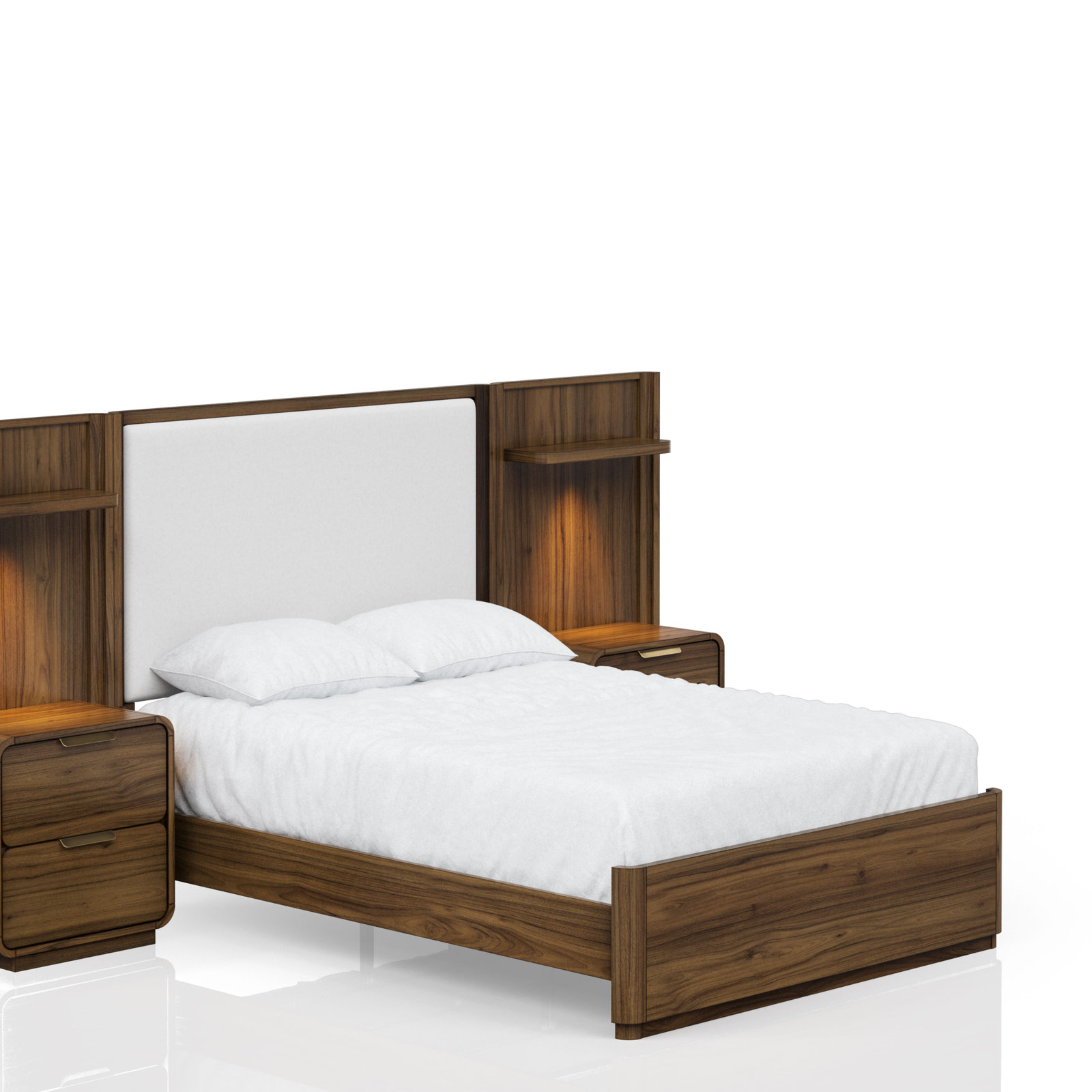 Esila Upholstered LED 3-Piece Bedroom Set, Carmel, Queen