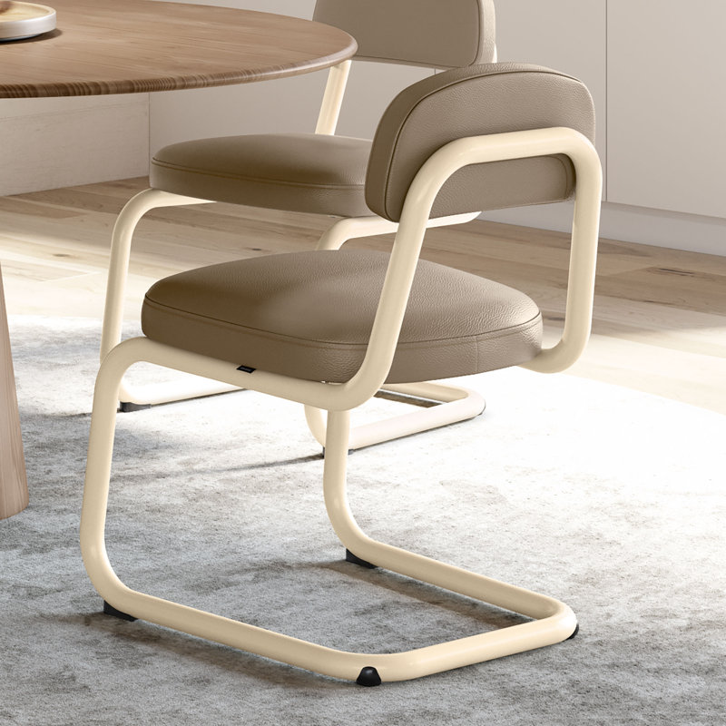 Amisco Flynn Upholstered Dining Chair With Metal Base, Taupe Brown/Straw