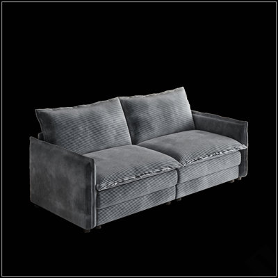 Corduroy Fabric Loveseat Sofa Couch For Living Room, Upholstered Large Size Deep Seat 2-Seat Sofa With 2 Pillows