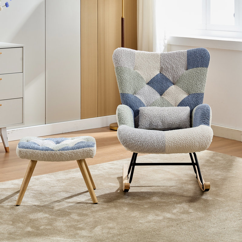 Rocking Chair, Blue/Beige