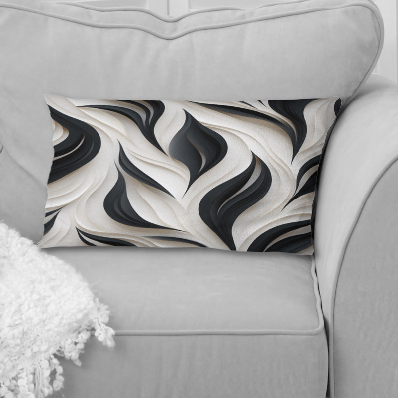 Blanc et noir Minimalist Elegance I - Coussin décoratif à rayures