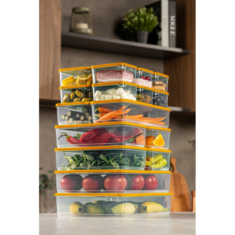 Versatile 19-Piece Storage Box Set, Orange, 4.3 x 11.8 x 2.8 in (2 pcs) | 9.1 x 5.9 x 2.8 in (4 pcs) | 3.5 x 4.1 x 2.2 in (12 pcs) | 9.1 x 11.6 x 2.6 in (1 pc) | 100% Plastic, Dishwasher Safe | Perfect for Organizing Home & Office