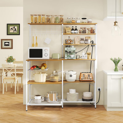 L-Shaped Bakers Rack with Power Outlet