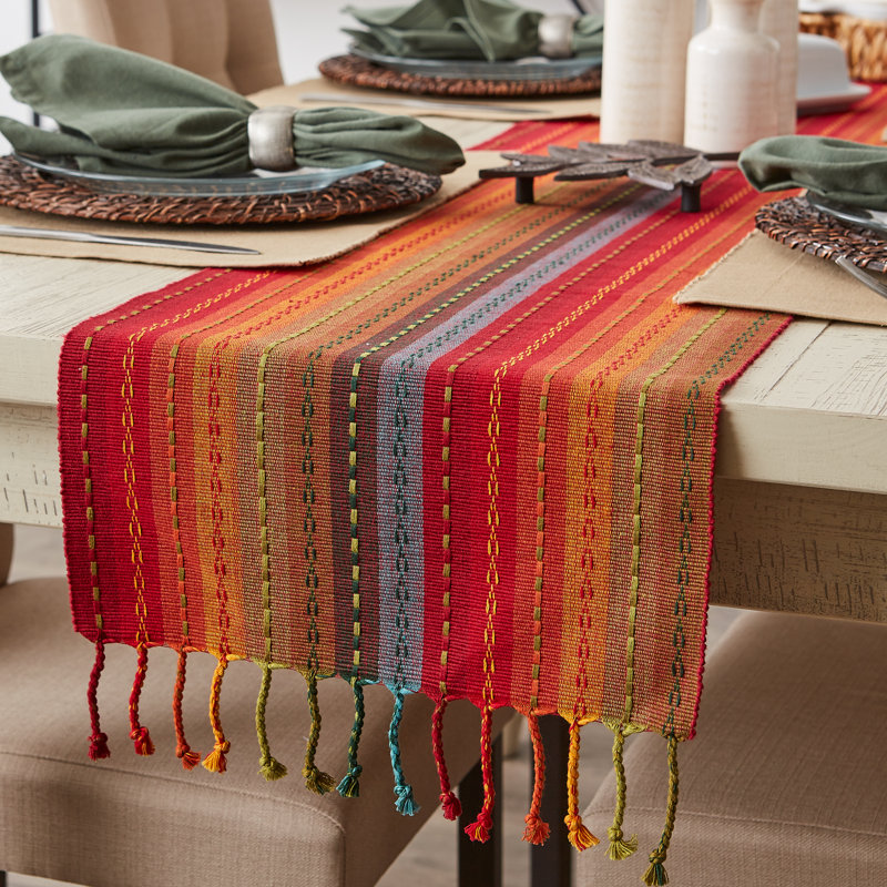 Juile Striped 100% Cotton Table Runner, 72" L x 14" W