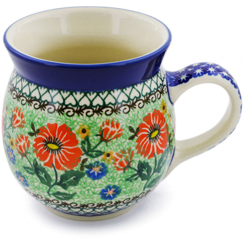 Tasse à bulles en grès poli 16 oz - Parade de coquelicots