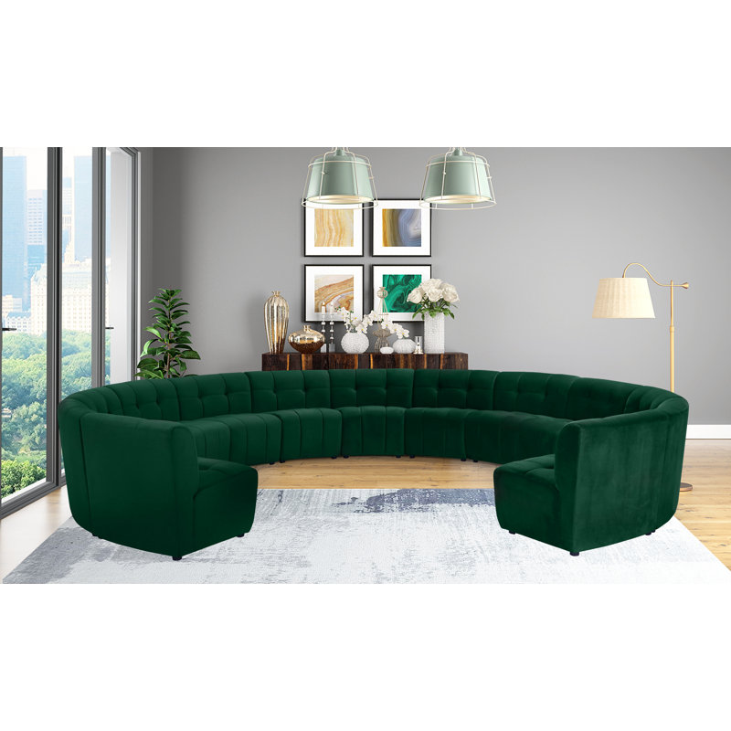 Jedson Velvet Sectional Symmetrical, Green Velvet