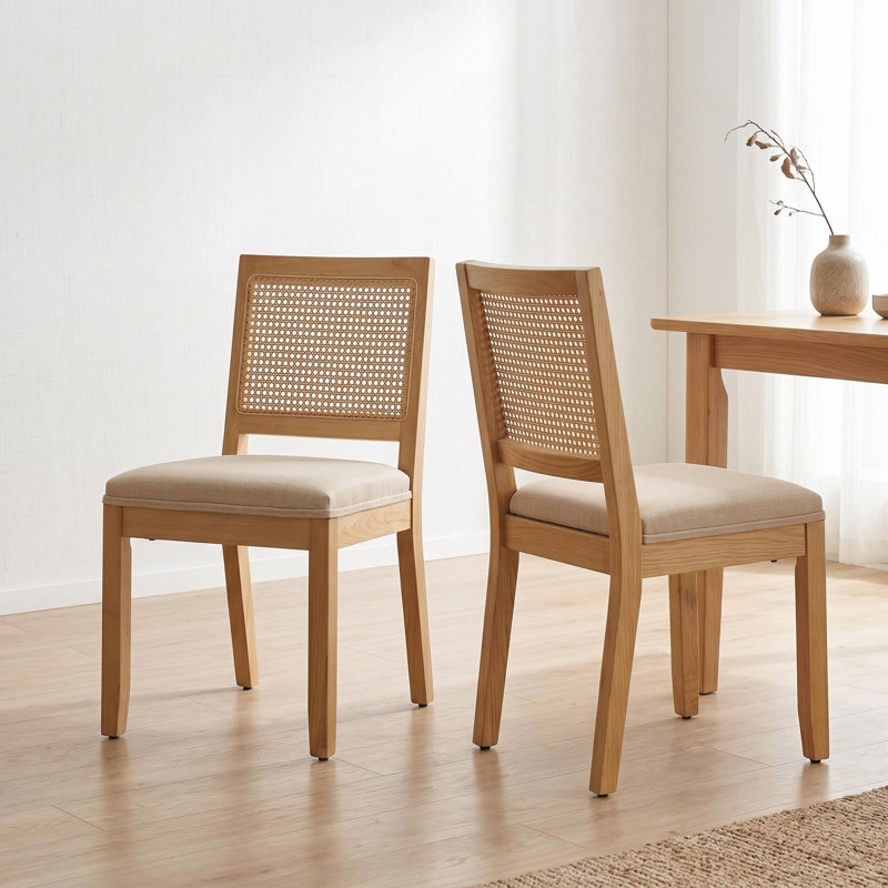 Ensemble de 2 chaises de salle à manger en rotin Farmhouse, Chameau