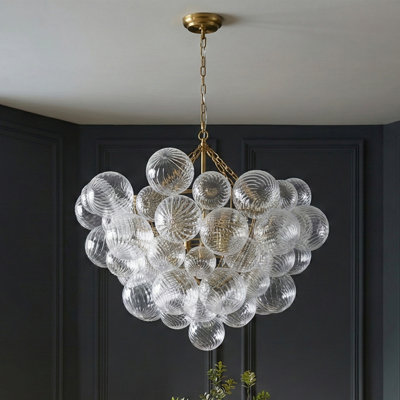 8-lamp Iron Art Adjustable Glass Ball Pendant Light