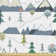Lon Snowy Landscape of Trees and Mountains with Birds Fabric