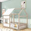 Lit simple en bois avec cadre de toit-813094324