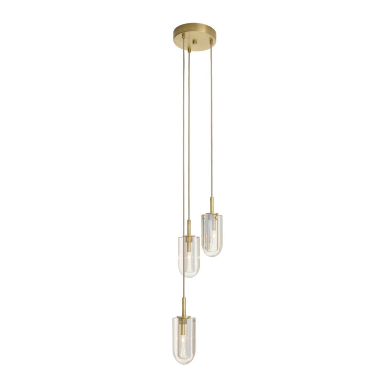 Javier Multi-Port Chandelier, Champagne, Antique Brass, 3 Lights