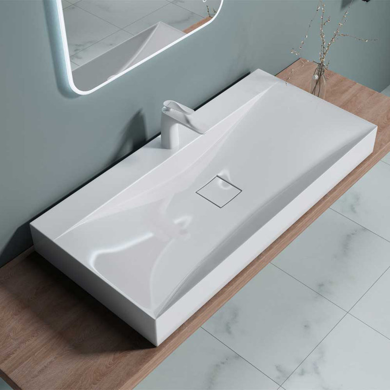 Durovin Bathrooms 480mm L Natural Engineered Stone Rectangular Sink, 11cm H x 100cm W x 48cm D