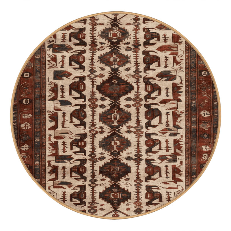 Tapis brun lavable à la machine, Rond 7 pi