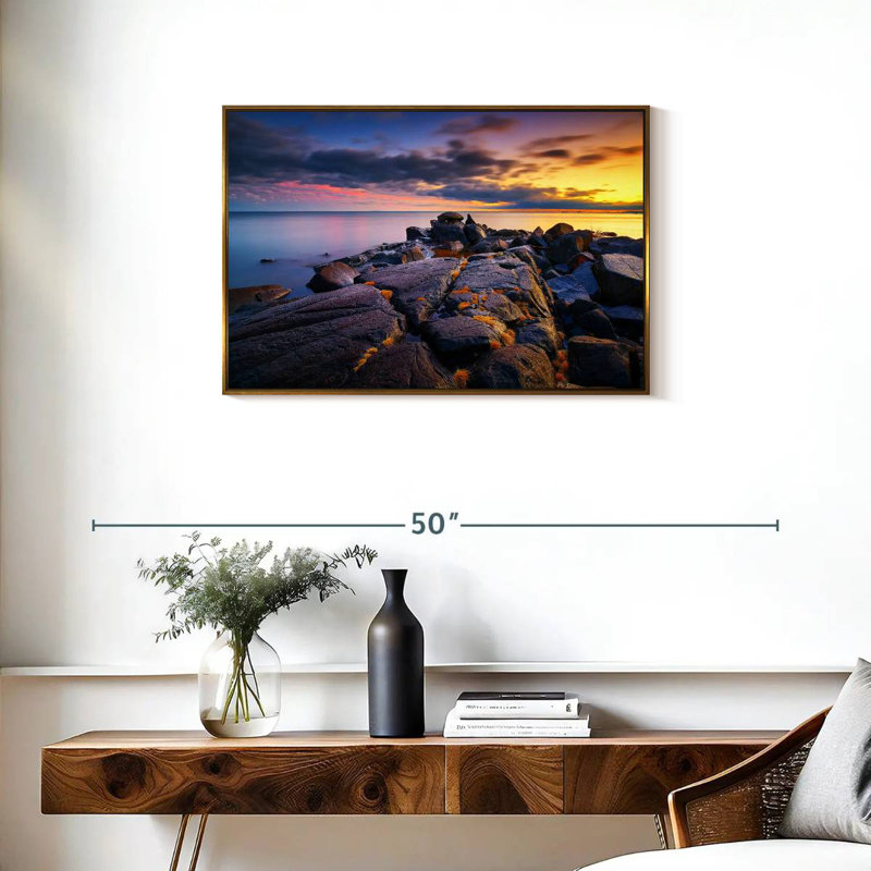 Plage Duluth Brighton, 31 po x 21 po, Cadre flottant doré