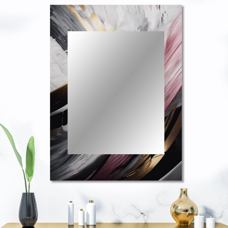 Rose et or mystérieux Marble IX - miroir décoratif en marbre, miroir mural rose, impression d'art en métal, 40 po x 30 po