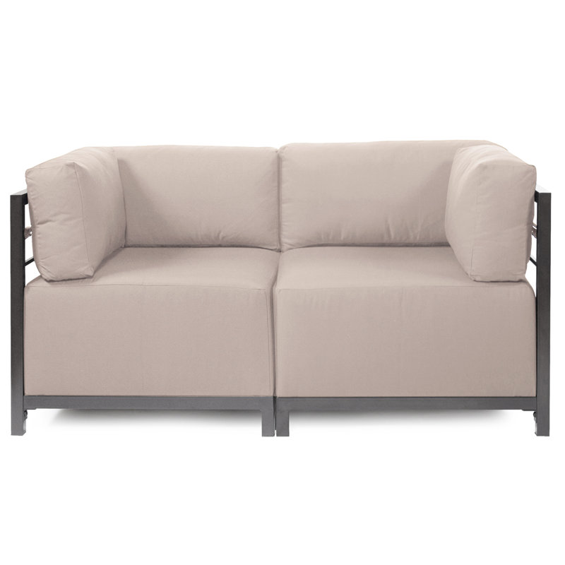 Woodsen Acrylic Box Cushion Ottoman Slipcover, Seascape Sand