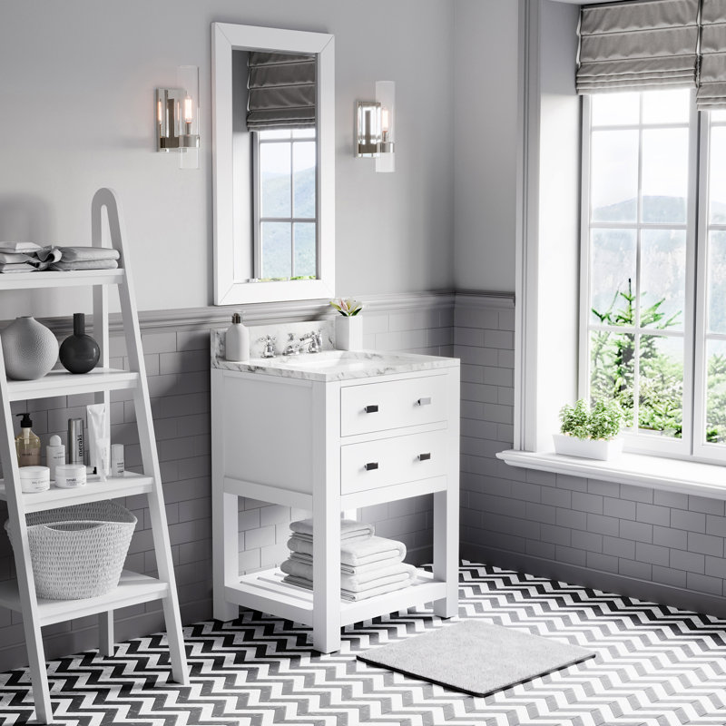 Madalyn 24" Single Sink Bathroom Vanity Set, Solid White, Faucet Included