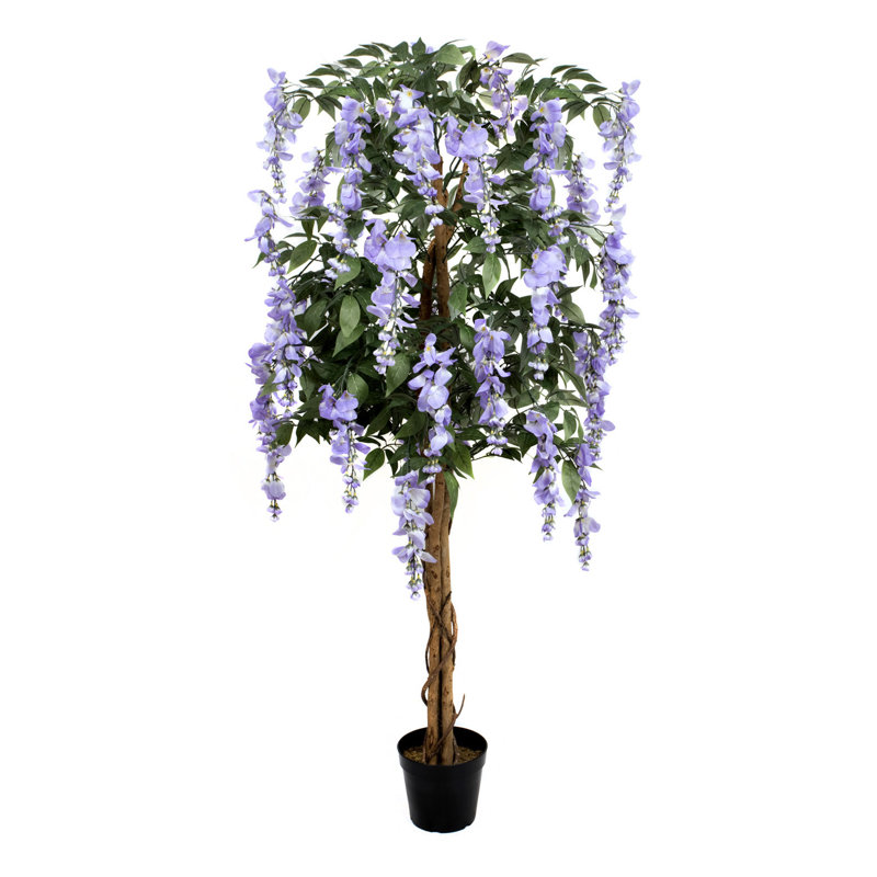 GreenBrokers Artificial Lilac Wisteria Tree 150cm/5ft, 154cm H x 20cm W x 20cm D, Lilac
