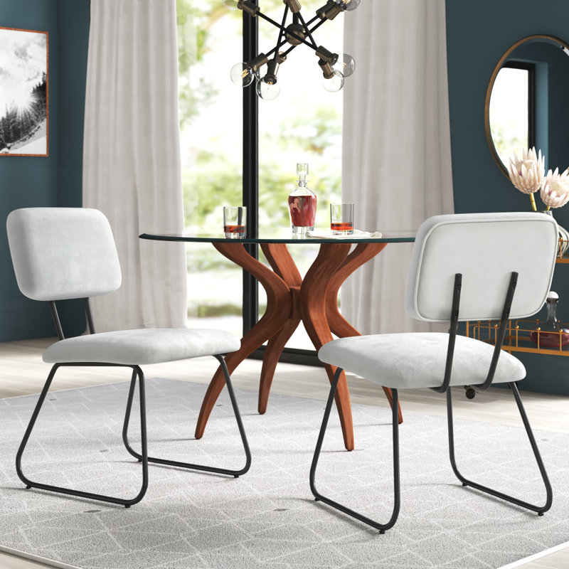 Fendley Velvet Side Chair, Gray Velvet