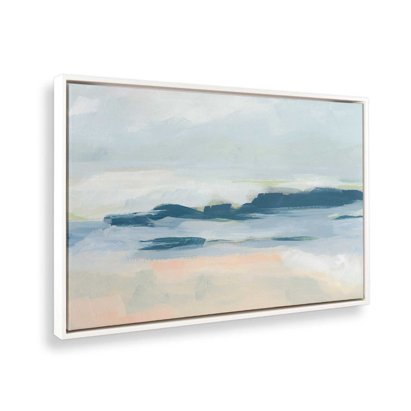 Impression sur toile Soft Coastal Layers II, H 8,75 po x l 12,75 po x P 1,75 po, Cadre flottant blanc opaque, 1