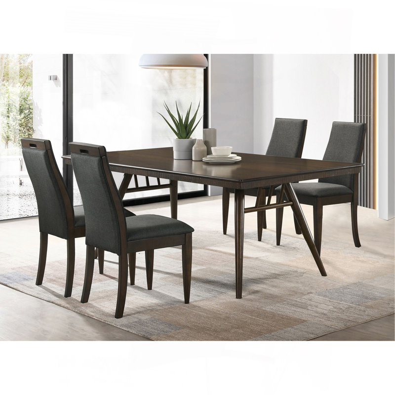 Ensemble de salle à manger rectangulaire noyer foncé, 5