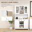 Buffet autoportant rustique avec huche, armoire de rangement à 4 portes pour garde-manger de ferme, support pour micro-ondes avec panneau à lambris, tiroir et tablettes réglables, blanc