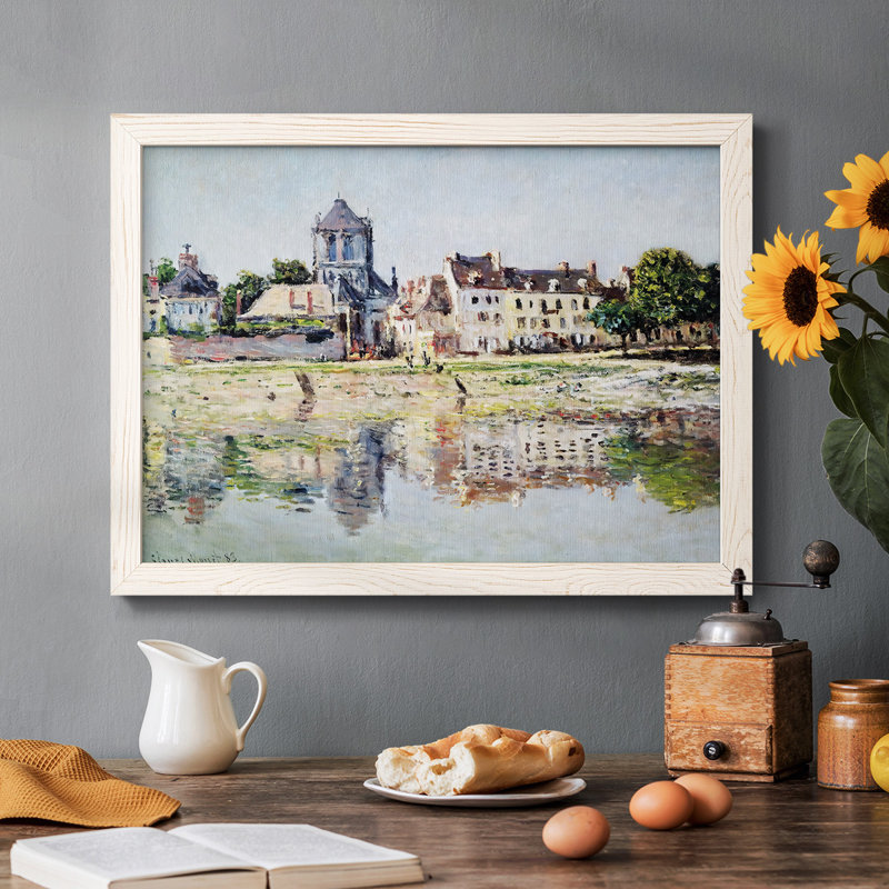 «By The River At Vernon», 1883, reproduction d'art encadrée sur toile par Claude Monet, Blanc, H 18 po x l 26 po x P 1,5 po
