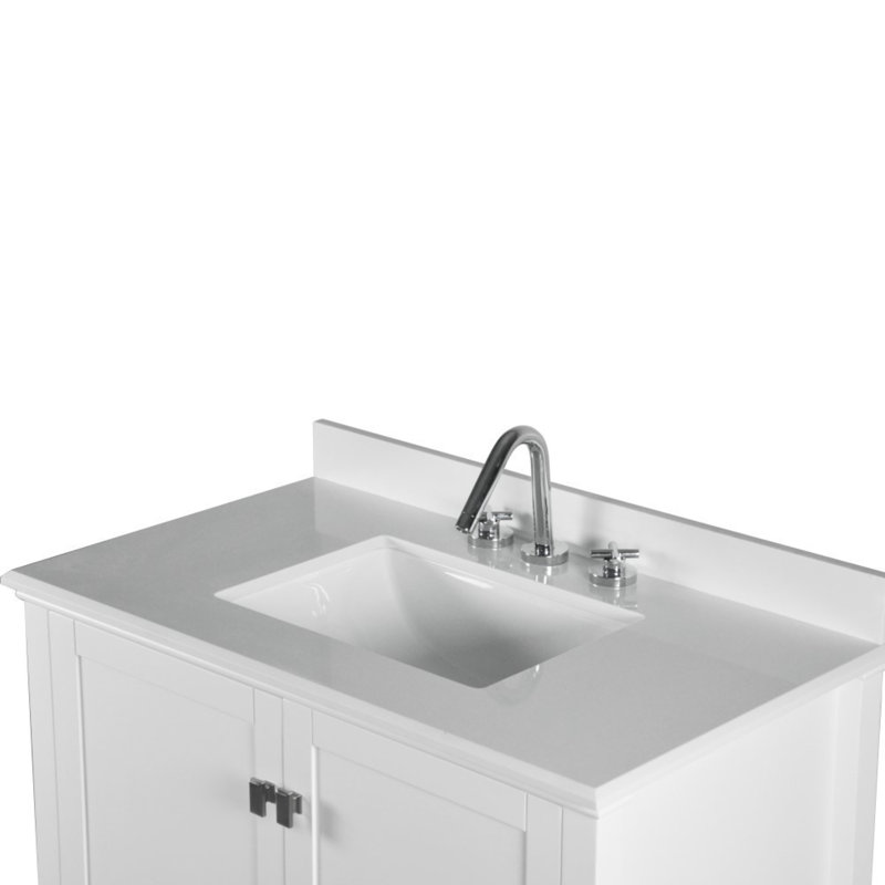 37” Single Vanity with Quartz Top, White