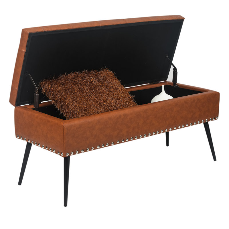 Banc de rangement Roemer, Similicuir brun