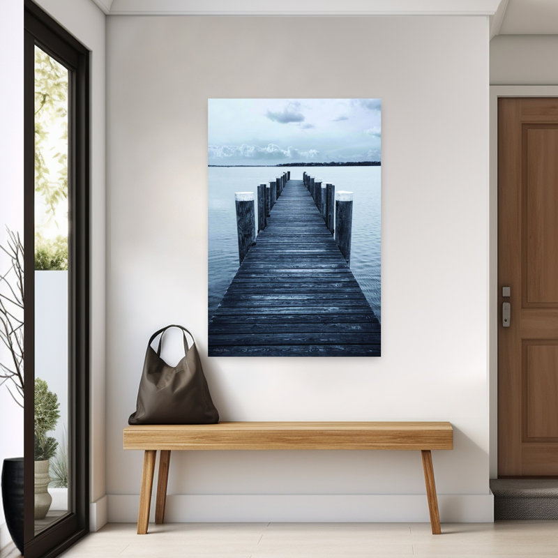 «Pier Two Peaceful Abstract Coastal Landscape», art mural, H 60 po x l 40 po