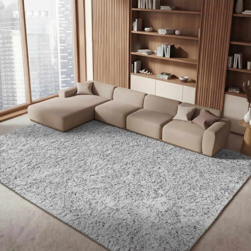 Ingris Ocean Shag Hand Tufted Performance Solid Color Rug, Rectangle 8' x 10'