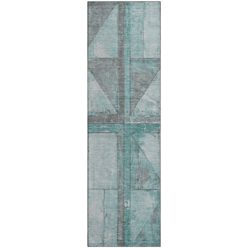 Premium Machine Washable Medena AMF1876 Geometric Rug, Runner 2'3" x 7'6"
