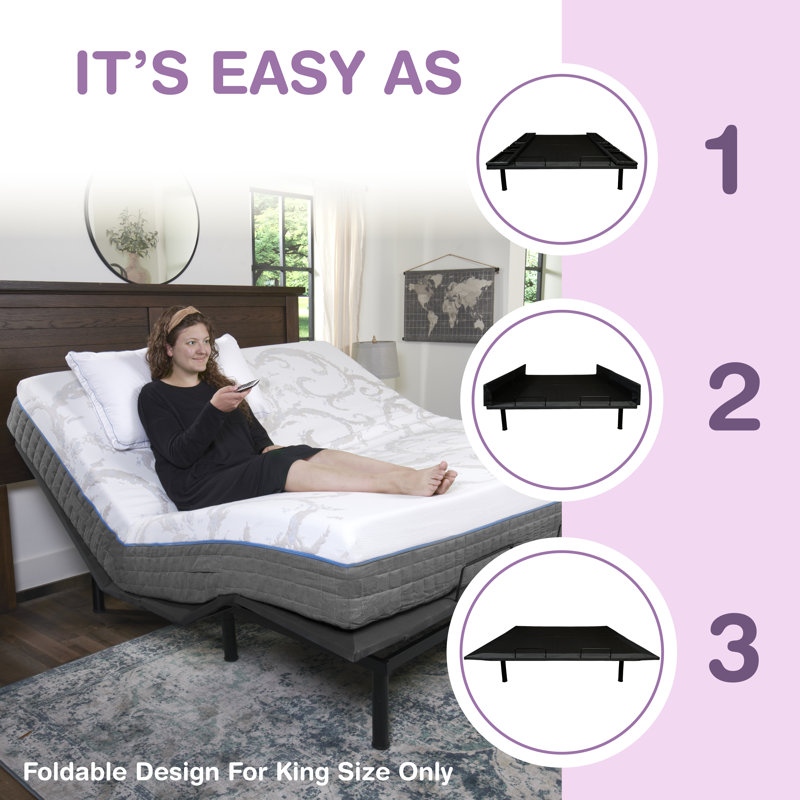Solen Massaging Zero Gravity Adjustable Bed with Wireless Remote, King